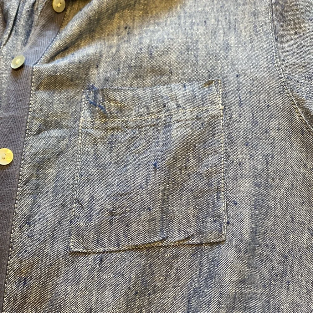 Blue linen denim look romper - Picture 5 of 5